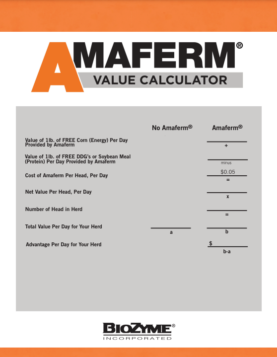 Amaferm Value Calculator